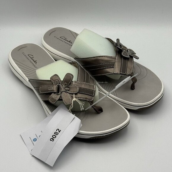Clarks Women’s Cloudsteppers Brinkley Florah Sandals Pewter Size 11 NWT - Picture 1 of 10